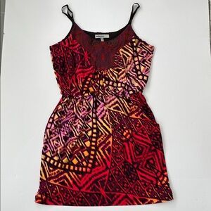 Bailey Blue Geometric Print Dress Large With Pockets